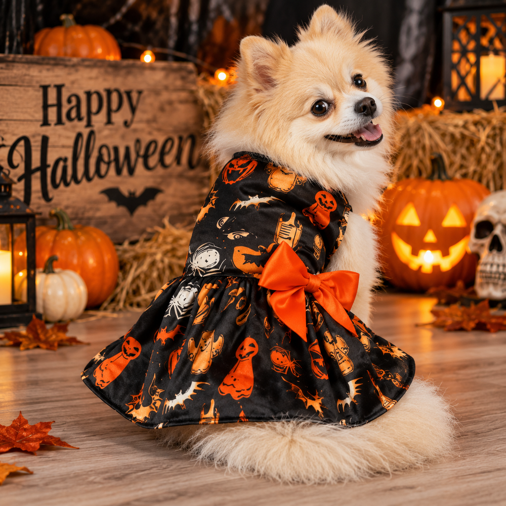 PetZen™ Pumpkin Witch Halloween Pet Dress