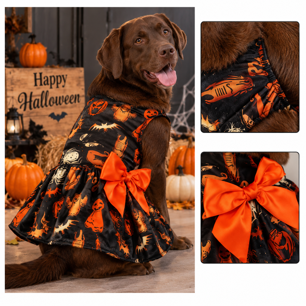 PetZen™ Pumpkin Witch Halloween Pet Dress