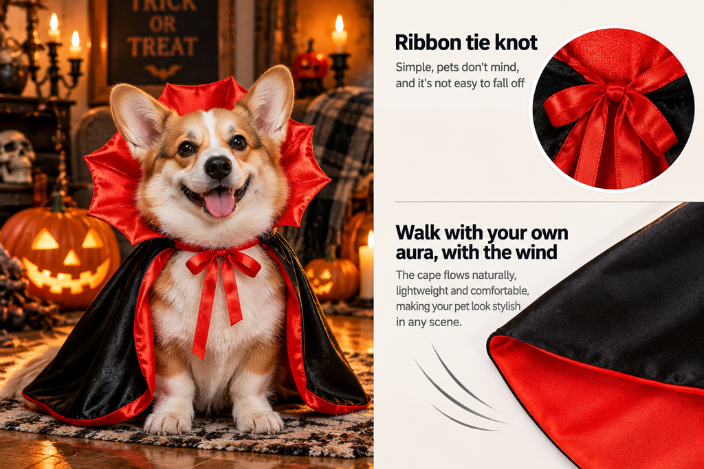 PetZen™ Little Dracula Cape – Halloween Pet Costume