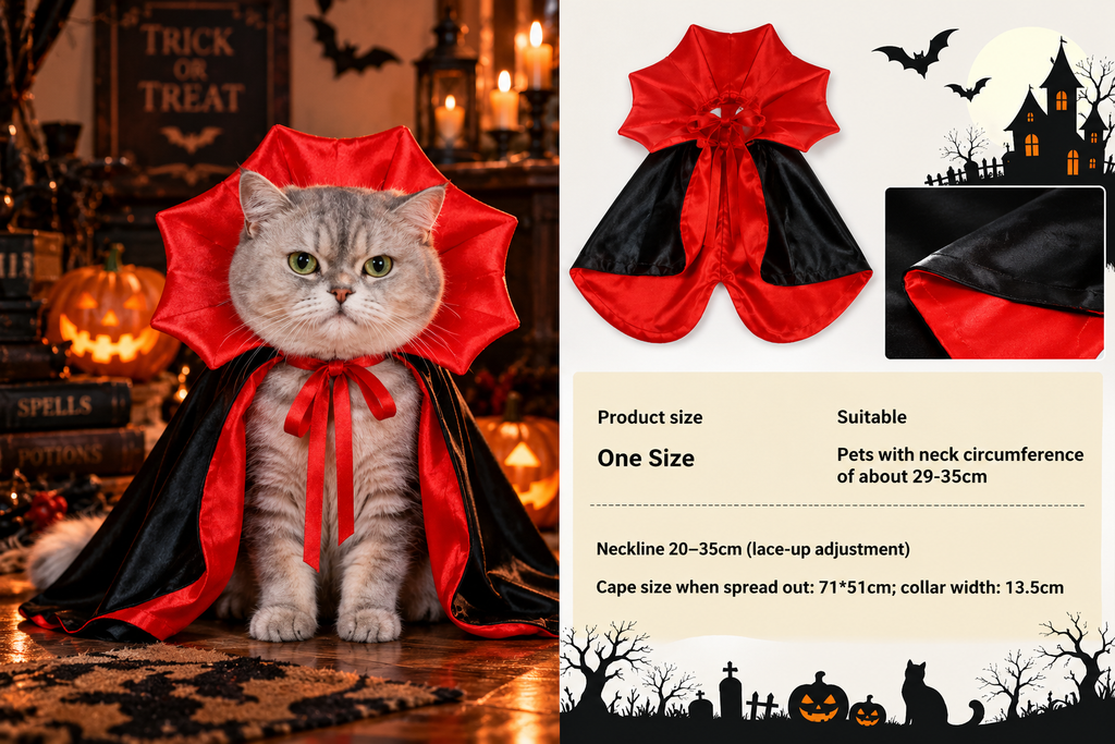 PetZen™ Little Dracula Cape – Halloween Pet Costume