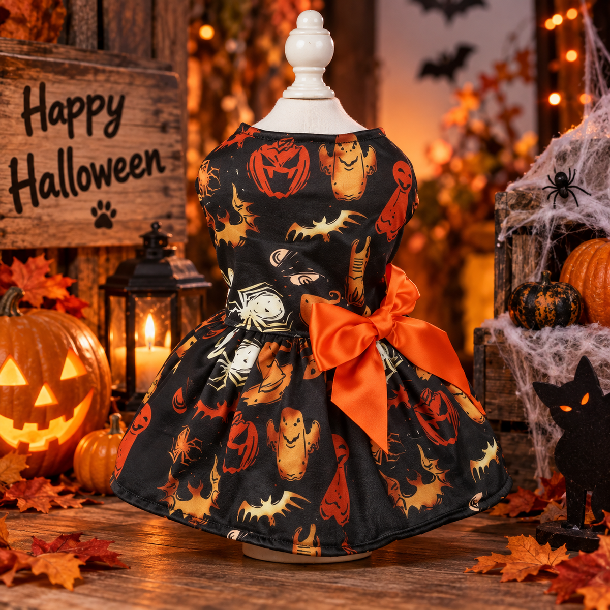 PetZen™ Pumpkin Witch Halloween Pet Dress