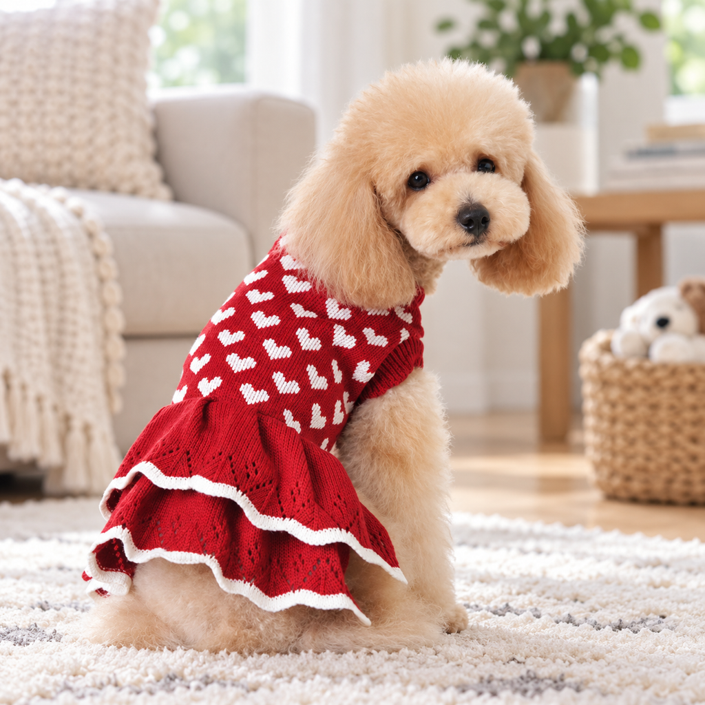 PetZen™ Heart Knit Dog Sweater Dress