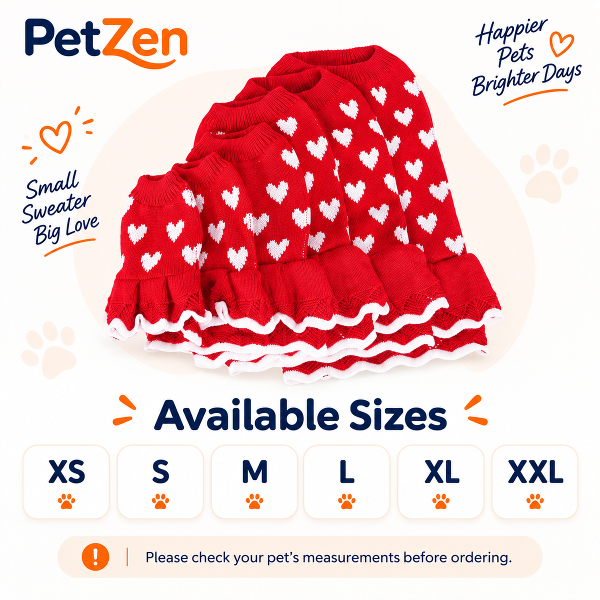 PetZen™ Heart Knit Dog Sweater Dress