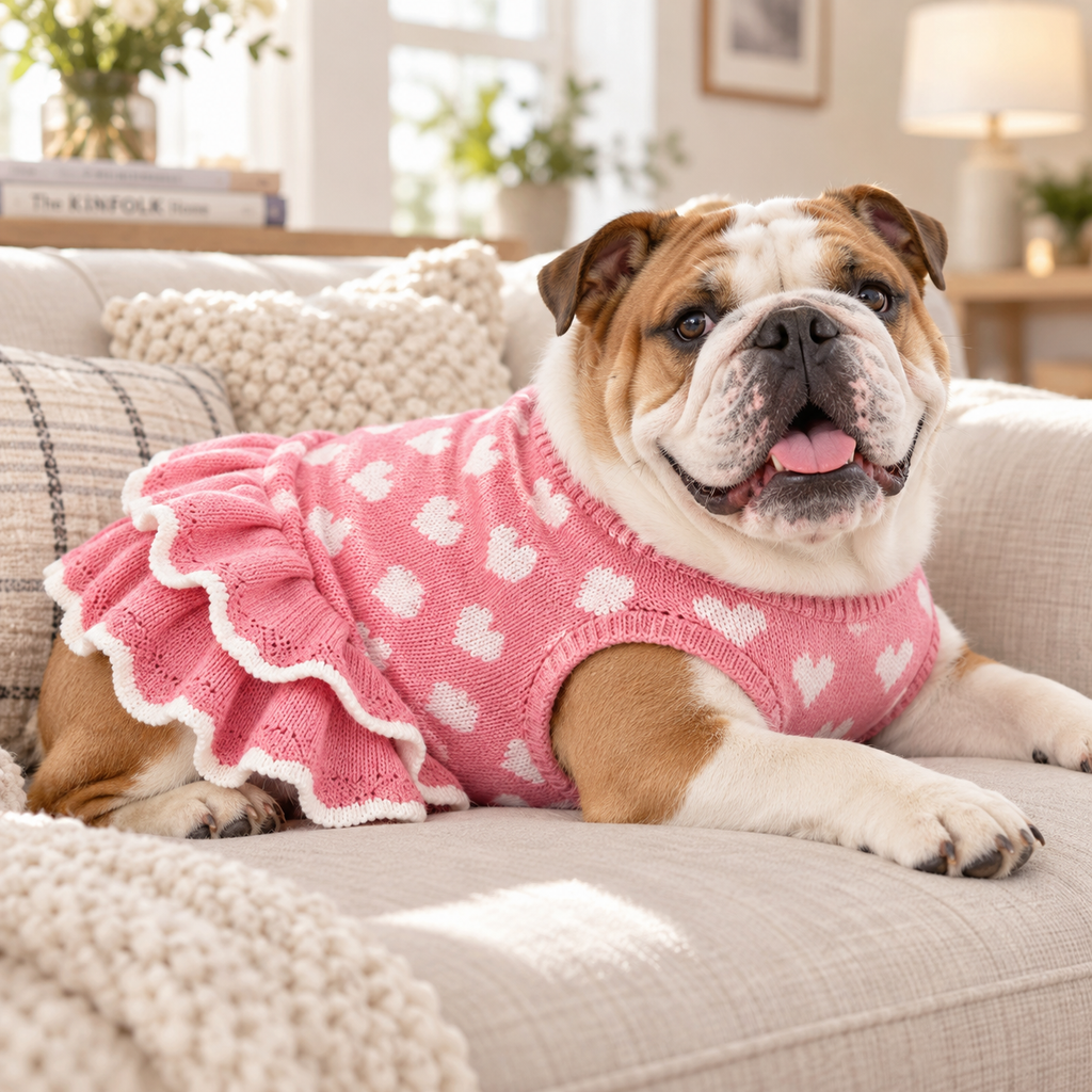 PetZen™ Heart Knit Dog Sweater Dress