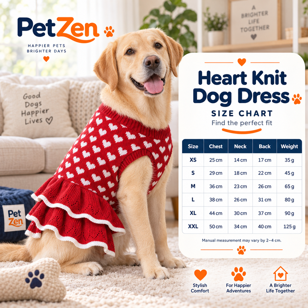 PetZen™ Heart Knit Dog Sweater Dress