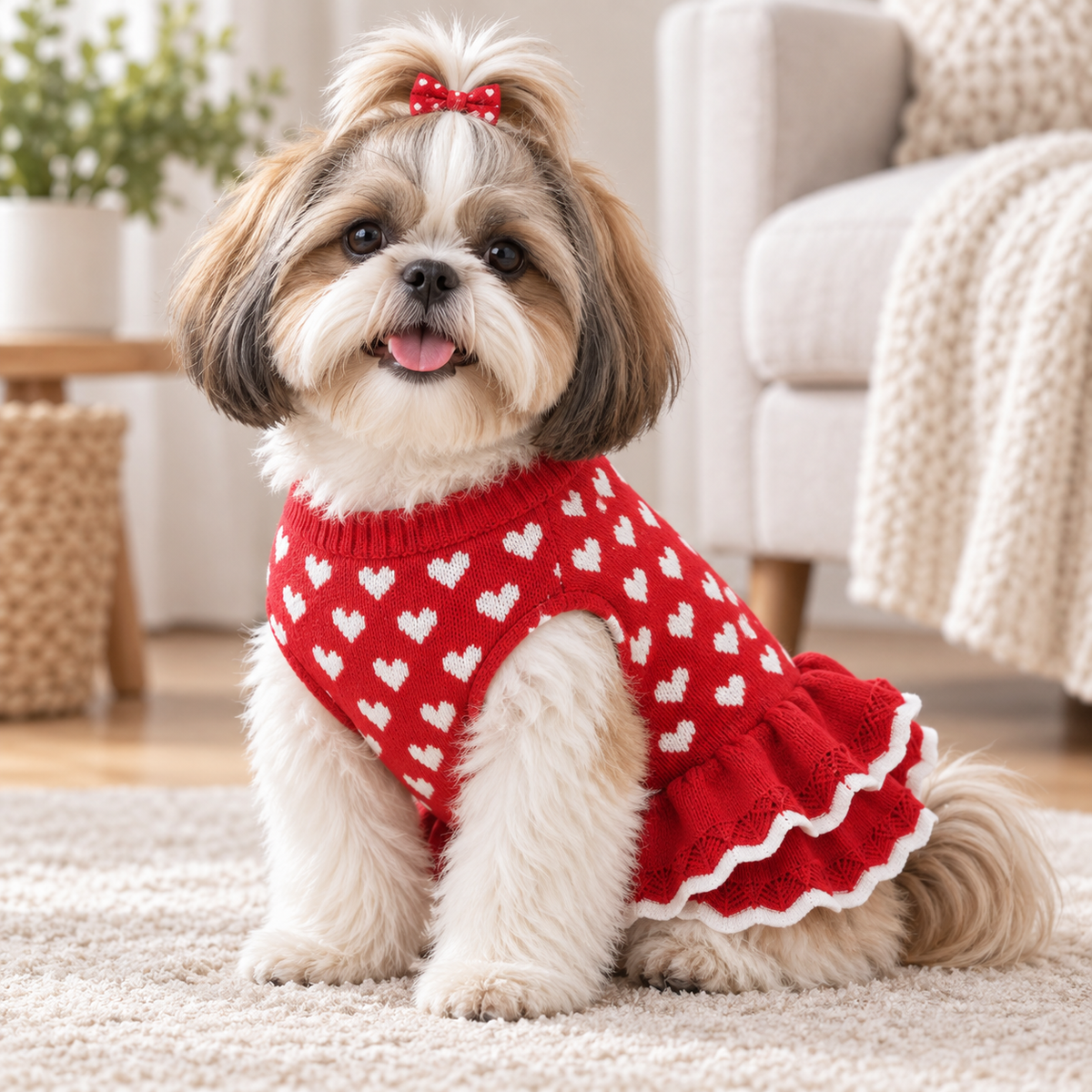 PetZen™ Heart Knit Dog Sweater Dress